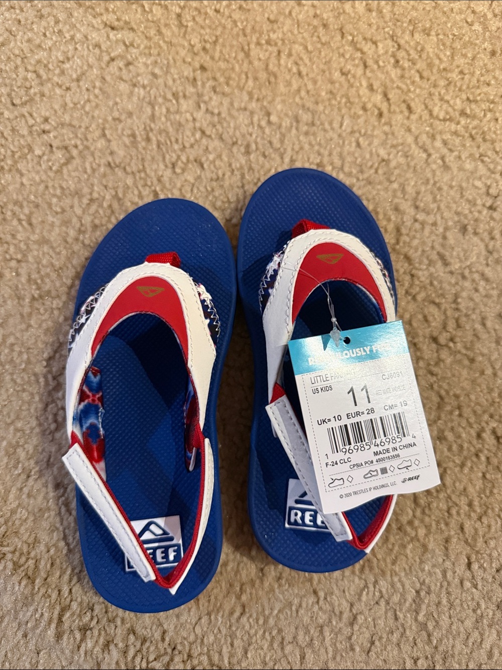 Reef Kids Blue, Red & White Flip Flops